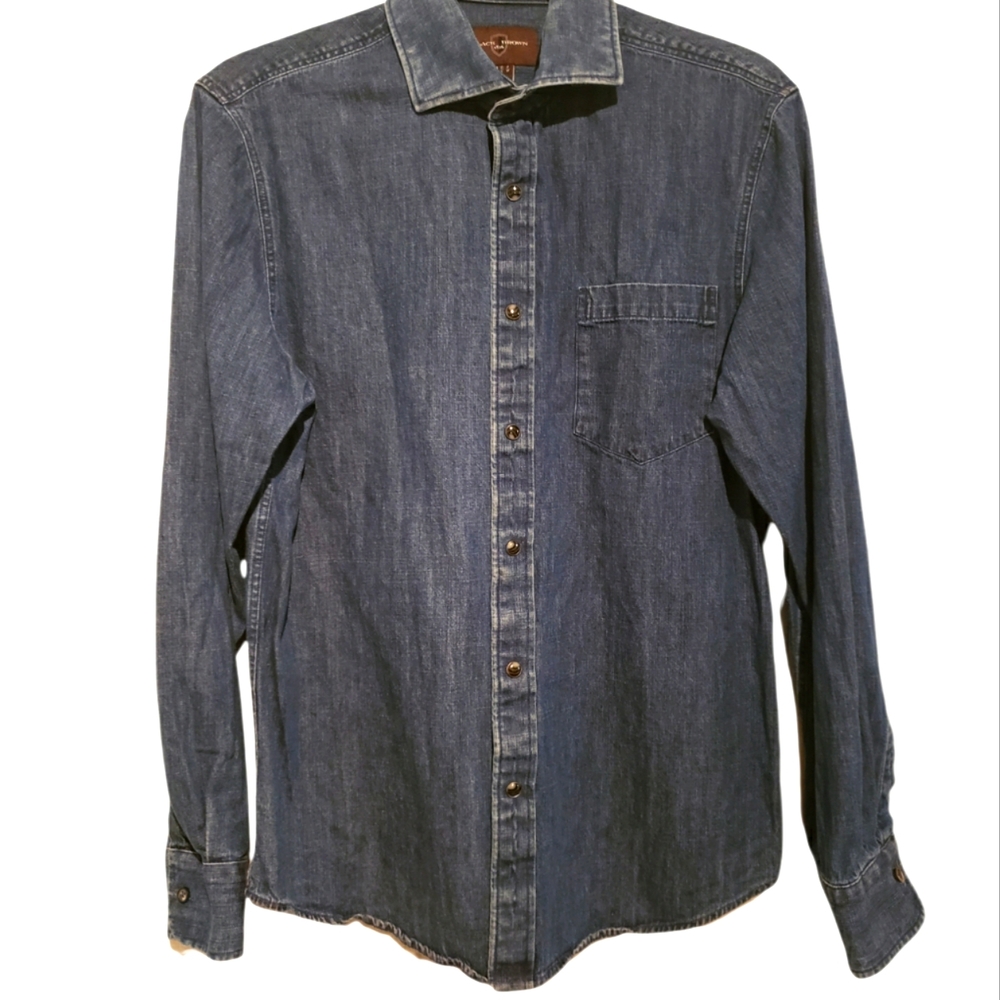 Black and Brown dark blue denim shirt